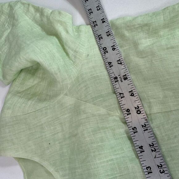 Elementree Midi Dress Womens Large Green LInen 3/4 Sleeve Comfort Shift Tunic - Picture 3 of 10